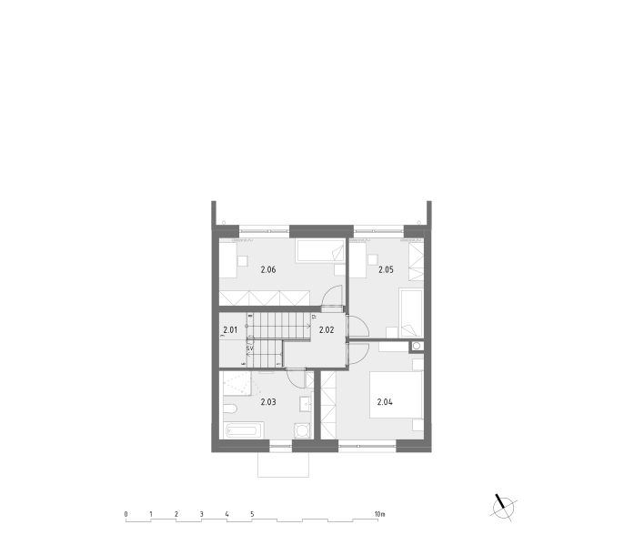 B3 plán druhého poschodia