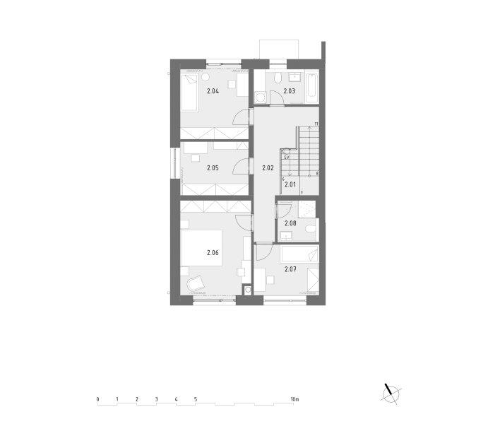 C1 plán druhého poschodia