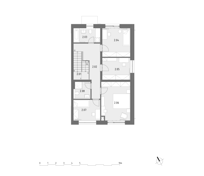 D6 plán druhého poschodia