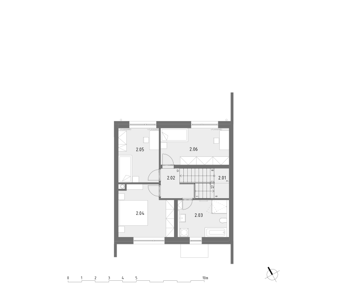 E4 plán druhého poschodia